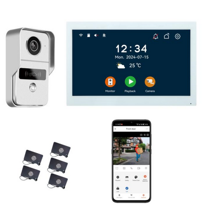 Anjielo camera doorbell phone two-way intercom for home security with night vision 2-wire video doorbell intercom system 10.1 inch touch screen
