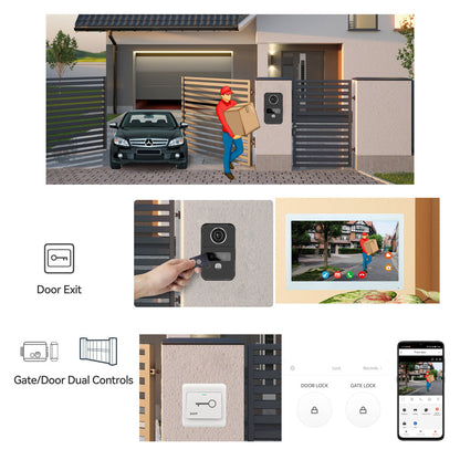 Anjielo camera doorbell phone two-way intercom for home security with night vision 2-wire video doorbell intercom system 10.1 inch touch screen