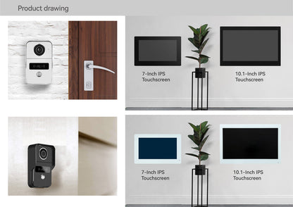 Anjielo camera doorbell phone two-way intercom for home security with night vision 2-wire video doorbell intercom system 10.1 inch touch screen