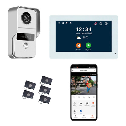 Anjielo camera doorbell phone two-way intercom for home security with night vision 2-wire video doorbell intercom system 10.1 inch touch screen