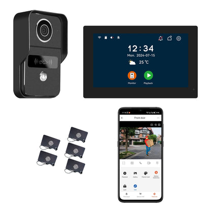 Anjielo camera doorbell phone two-way intercom for home security with night vision 2-wire video doorbell intercom system 10.1 inch touch screen