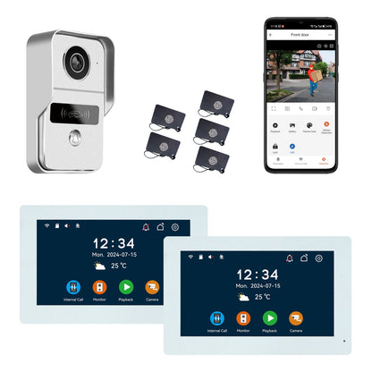 Anjielo camera doorbell phone two-way intercom for home security with night vision 2-wire video doorbell intercom system 10.1 inch touch screen