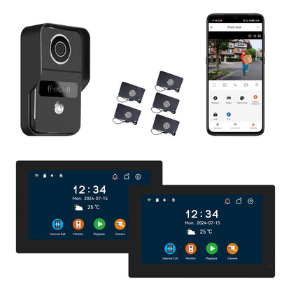 Anjielo camera doorbell phone two-way intercom for home security with night vision 2-wire video doorbell intercom system 10.1 inch touch screen