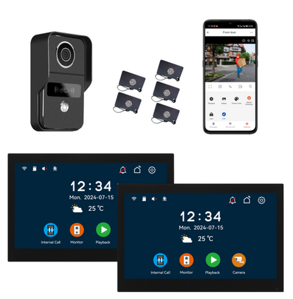 Anjielo camera doorbell phone two-way intercom for home security with night vision 2-wire video doorbell intercom system 10.1 inch touch screen