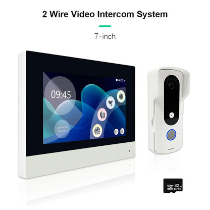 Anjielo Home security 2-wire video doorbell intercom system 7 inch touch screen with night vision
