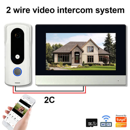 Anjielo Home security 2-wire video doorbell intercom system 7 inch touch screen with night vision