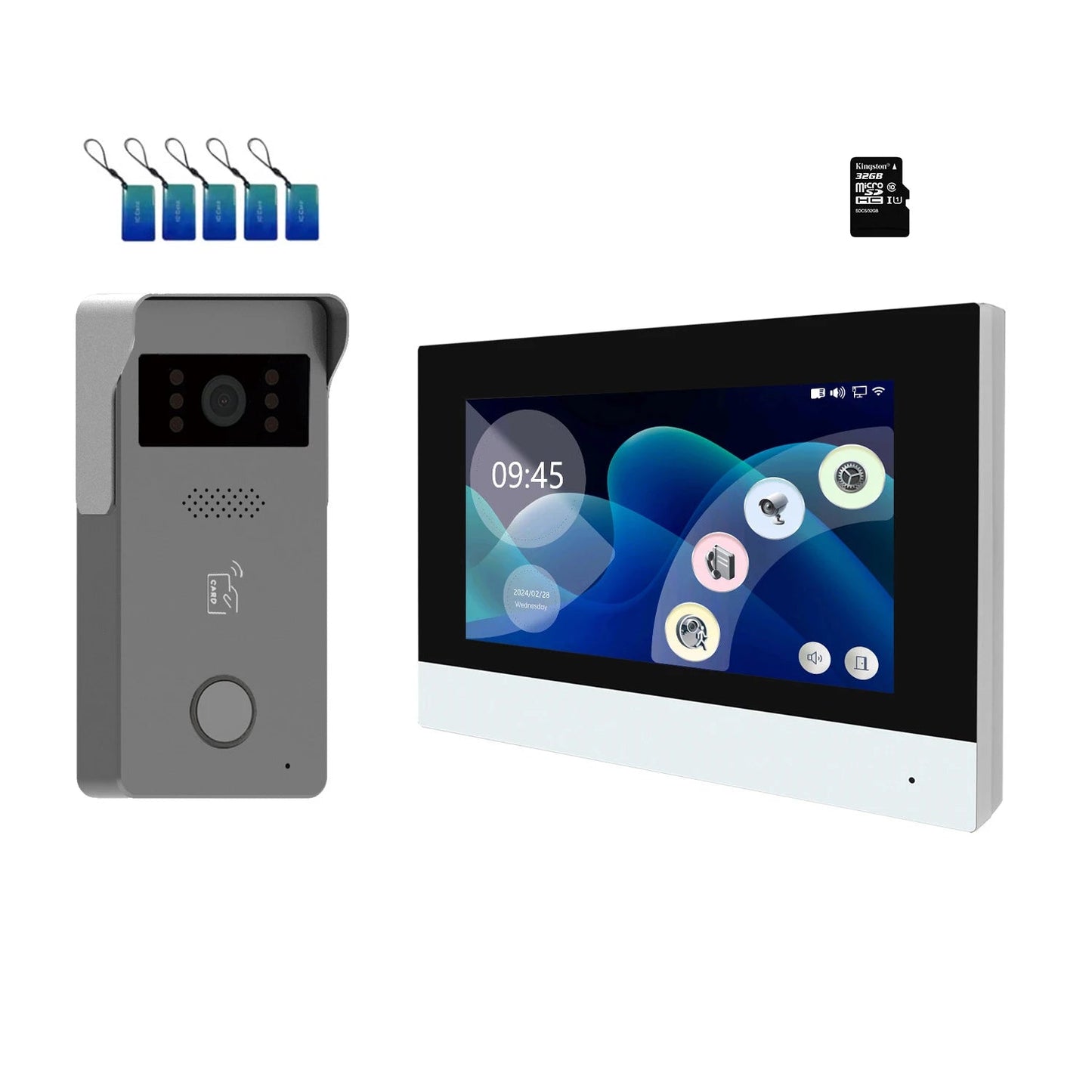 ANJIELO Tuya Wireless Wifi Video Intercom 1080P Video Doorphone 7" Color Touch Screen Doorbell Two-wire Video Intercom System