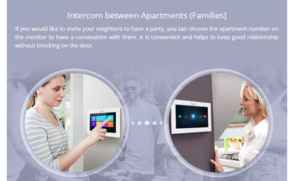 Anjielo 2 wire Video Video Intercom Doorbell 1080P Tuya 7 Inch Touch Monitor Support Dahua and Hikvision and IP Camera