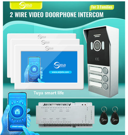 Anjielo 2 wire Video Video Intercom Doorbell 1080P Tuya 7 Inch Touch Monitor Support Dahua and Hikvision and IP Camera