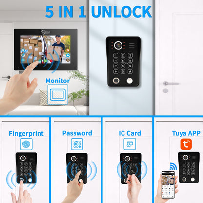 Anjielo with infrared night vision HD 1080p camera, 148° ultra-wide field of view, with camera and monitor family villa apartment viewing system