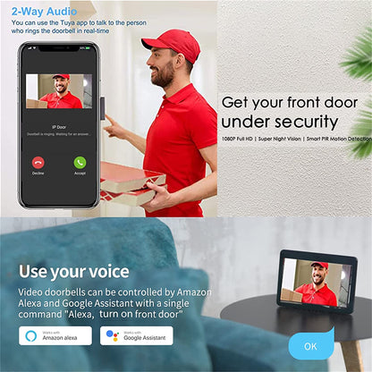 Anjielo 1080P Tuya Smart Video Doorbell Wifi Wireless Video Intercom Doorbell for Home Security Protection
