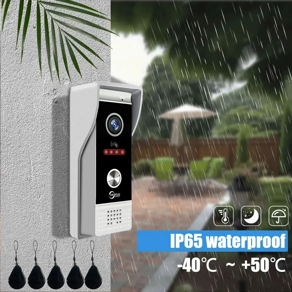 Anjielo Metal Doorbell Video Intercom Outdoor Unit Compatible CVBS/720P/1080P IP65 Waterproof Infrared Night Vision With RFID Swipe Card