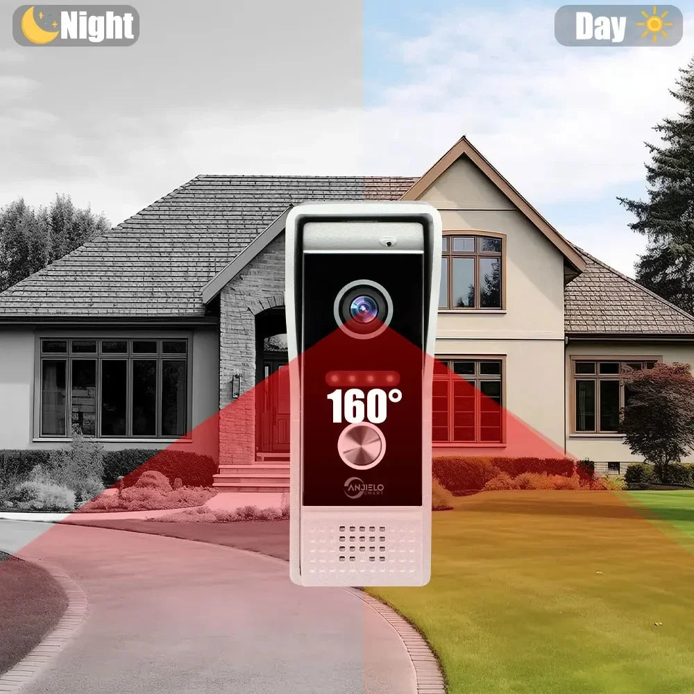 Anjielo Metal Doorbell Video Intercom Outdoor Unit Compatible CVBS/720P/1080P IP65 Waterproof Infrared Night Vision With RFID Swipe Card