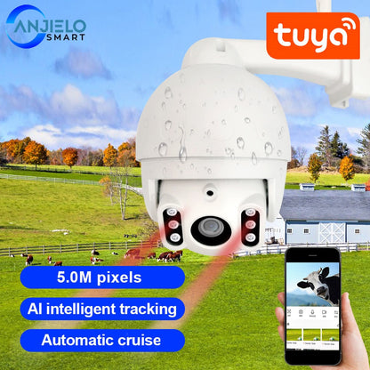 Anjielo 5MP TUYA WIFI Night Vision AI Motion Detection Supports Multiple Night Vision Modes Dual Light Source/Single Infrared Light WIFI HaLow IP Camera