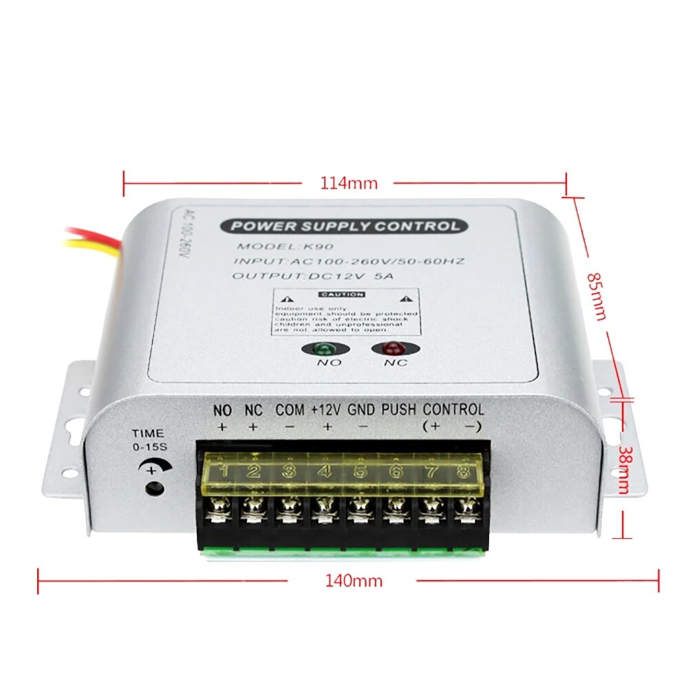 Anjielo Door Access System Electric Power Supply Control AC 100-260V DC 12V 3A Miniature Power/Electric Lock Power/Access Control System