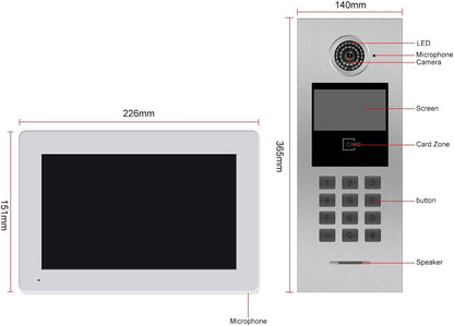 Anjielo Tuya Smart Video Intercom System 7 Inch IP Video Intercom Phone for Apartment Building Security Home Access Control System with Numeric Keypad and IC Card for 1-999 Individual Units