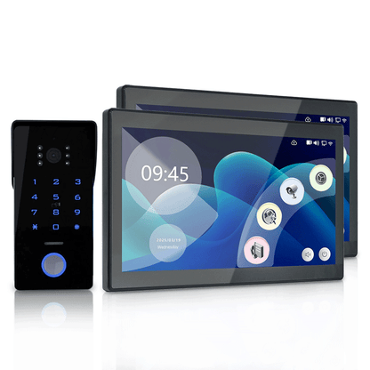 Anjielo Smart IP Dual Line Doorbell with 10 Inch Touch Screen Password IC Card Unlock 1080P Camera Video Intercom System
