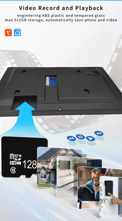 Anjielo Smart IP Dual Line Doorbell with 10 Inch Touch Screen Password IC Card Unlock 1080P Camera Video Intercom System