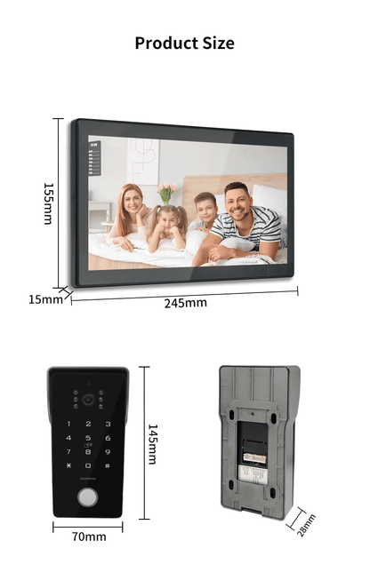 Anjielo Smart IP Dual Line Doorbell with 10 Inch Touch Screen Password IC Card Unlock 1080P Camera Video Intercom System