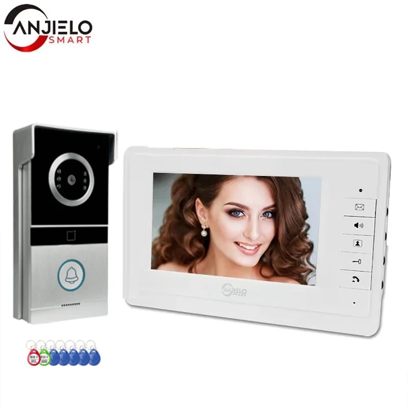 Anjielo Smart for Home Security 7 Inch TFT Color Wired Video Doorbell Intercom System