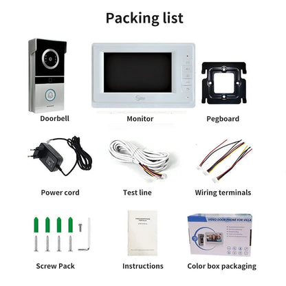 Anjielo Smart for Home Security 7 Inch TFT Color Wired Video Doorbell Intercom System