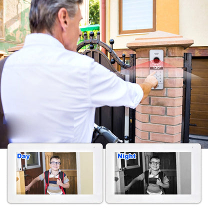Anjielo Wireless WiFi Smart Video Intercom System Tuya Smart doorbell AHD Full Touch Screen with Wired Phone Talking One-Key Unlocking