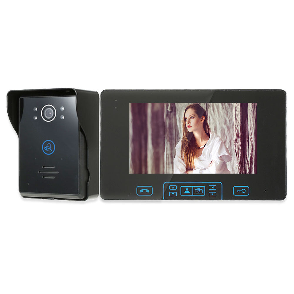Anjielo 2.4GHz Wireless 7 Inch Touch Button Video Door Access System Video Door Phone Intercom Unlock Home Security