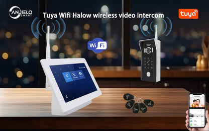 Anjielo 7 inch Touch Screen Tuya WIFI Halow Video Door Phone Intercom Doorbell Password for Home Security