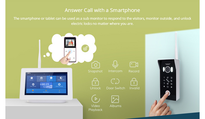 Anjielo 7 inch Touch Screen Tuya WIFI Halow Video Door Phone Intercom Doorbell Password for Home Security