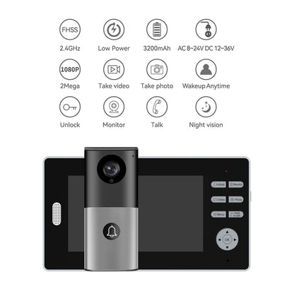 Anjielo 2.4Ghz Long Range Coverage 7 Inch HD 1080P Doorbell Wireless Video Intercom 2MP Door Phone Unlock Monitor 140° Home Security