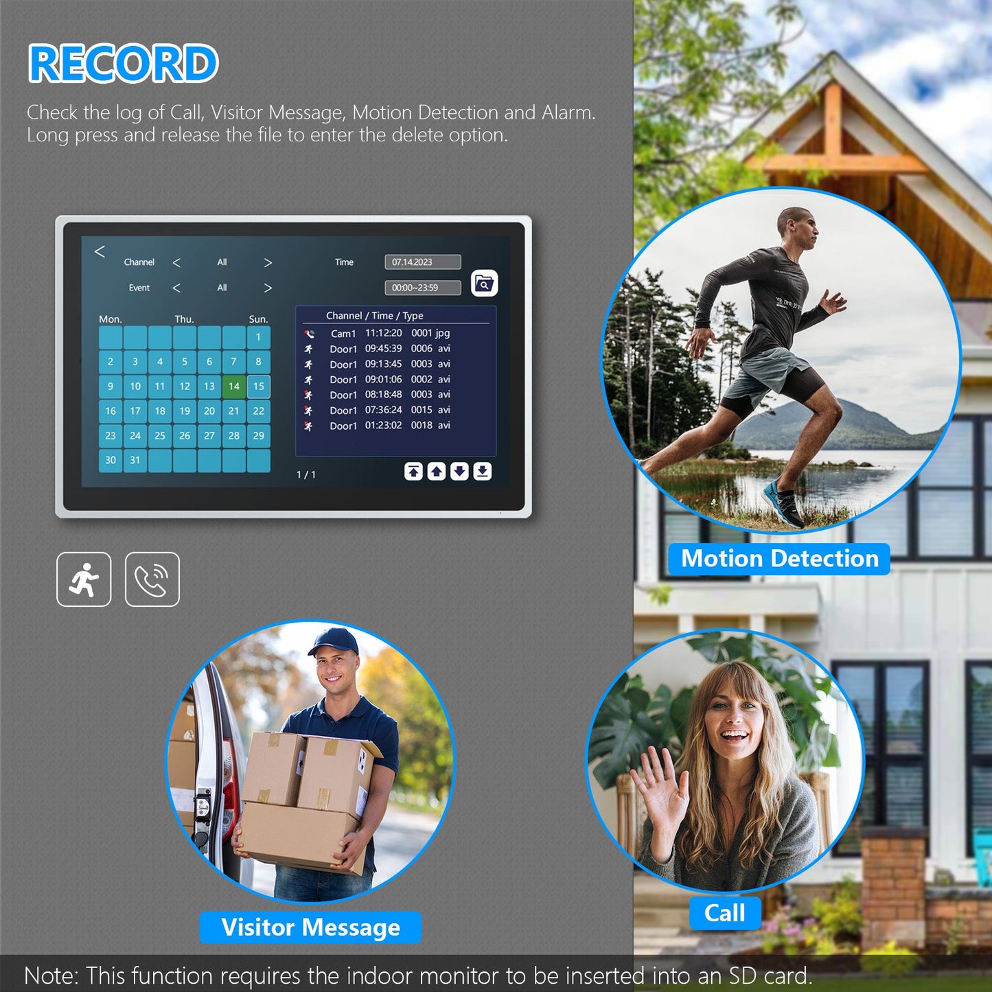 Anjielo Smart Tuya iDVR 1080P Smart Home Doorbell Large 15.6 Inch Video Intercom Control System WiFi Video 4 Split Screen IP Doorbell