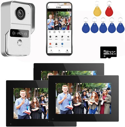 Anjielo Smart TUYA Wired Video Doorbell Apartment Intercom Touch Monitor System, 1080P for Home Security WiFi Smart Home Video Intercom Door Phone Kit