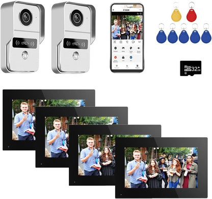 Anjielo Smart TUYA Wired Video Doorbell Apartment Intercom Touch Monitor System, 1080P for Home Security WiFi Smart Home Video Intercom Door Phone Kit