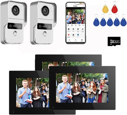 Anjielo Smart TUYA Wired Video Doorbell Apartment Intercom Touch Monitor System, 1080P for Home Security WiFi Smart Home Video Intercom Door Phone Kit