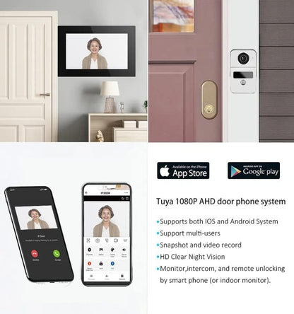 Anjielo Smart TUYA Wired Video Doorbell Apartment Intercom Touch Monitor System, 1080P for Home Security WiFi Smart Home Video Intercom Door Phone Kit