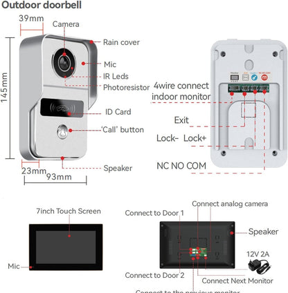 Anjielo Smart TUYA Wired Video Doorbell Apartment Intercom Touch Monitor System, 1080P for Home Security WiFi Smart Home Video Intercom Door Phone Kit