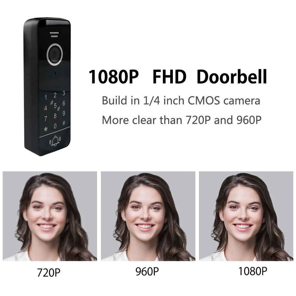 Anjielo HD outdoor doorbell with night vision password unlock RFID card unlock and waterproof function that can be connected to the video intercom screen