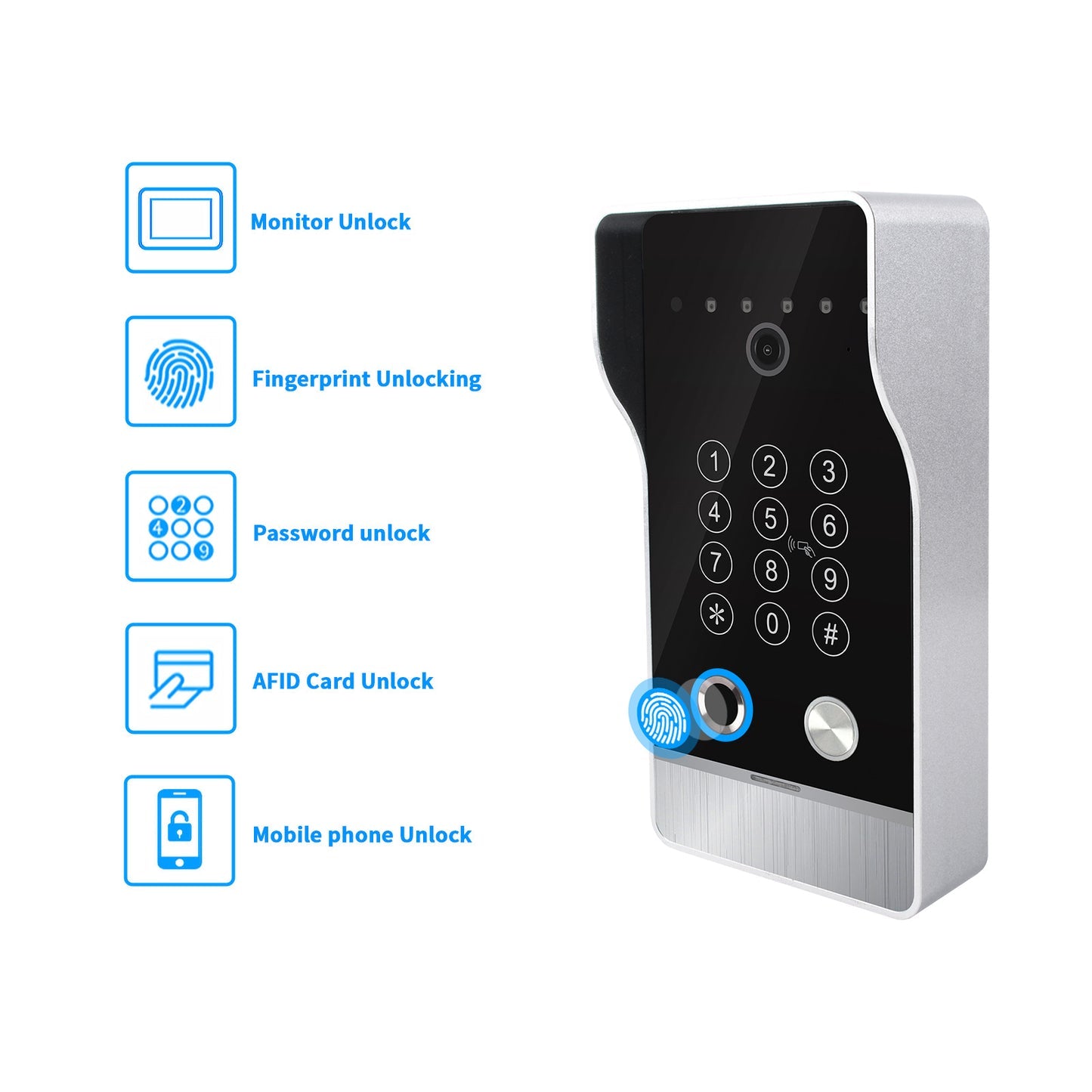 Anjielo FHD 1080P Tuya Smart WiFI Video Doorbell Camera with RFID Card Unlock Fingerprint and Password Unlock for Home Villa Apartment Intercom System