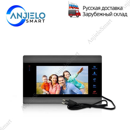 Anjielo smart indoor monitor stand-alone intercom system multi-language night vision color wall-mounted monitor