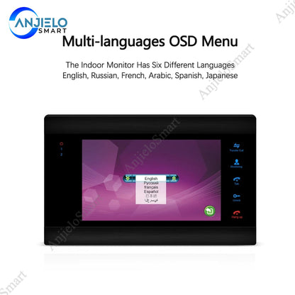 Anjielo smart indoor monitor stand-alone intercom system multi-language night vision color wall-mounted monitor