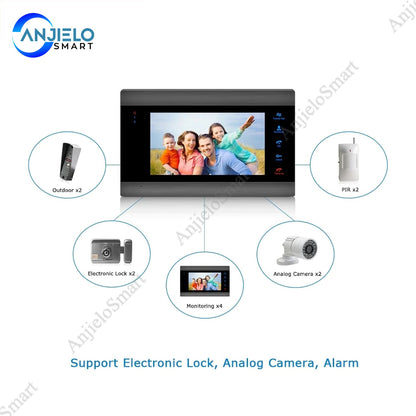 Anjielo smart indoor monitor stand-alone intercom system multi-language night vision color wall-mounted monitor