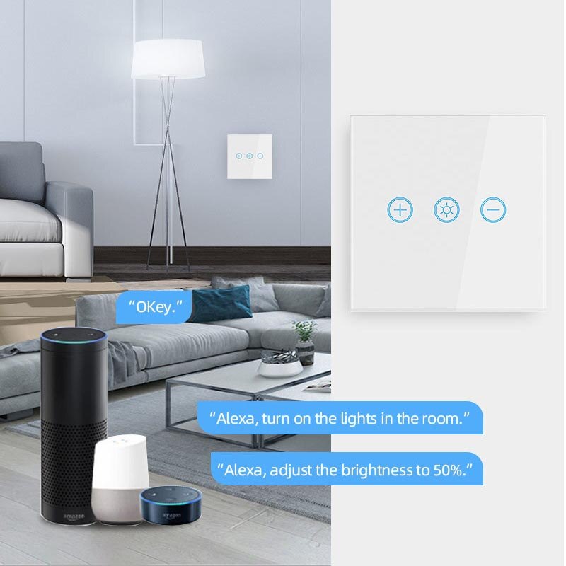 Anjielo Smart Touch Dimmer Switch Support Alexa Voice Remote Control Wifi Switch Smart Home Automation