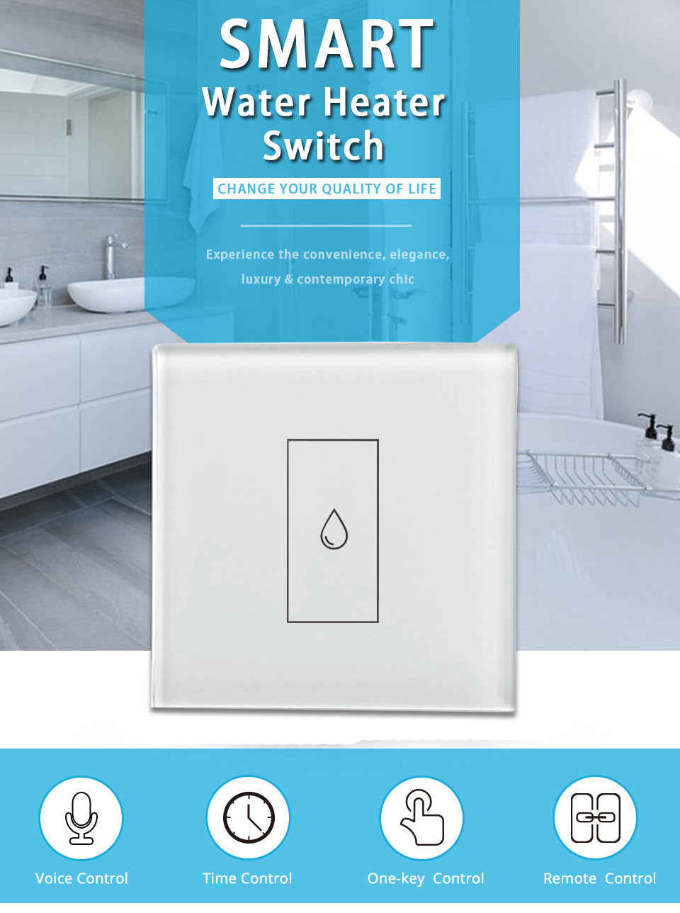 Anjielo WIFI voice remote control home touch wall panel controller smart tuya water heater smart switchv