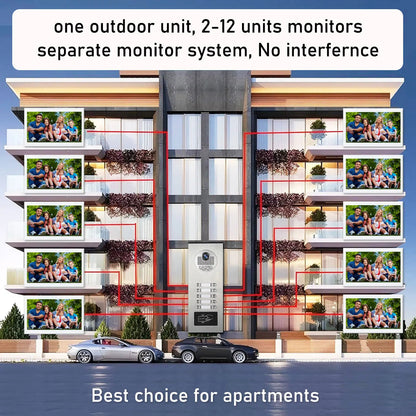 Anjielo AHD 1080P Video Doorbell for Multi-family Metal Doorbell Video Intercom System Tuya 7-inch Monitor