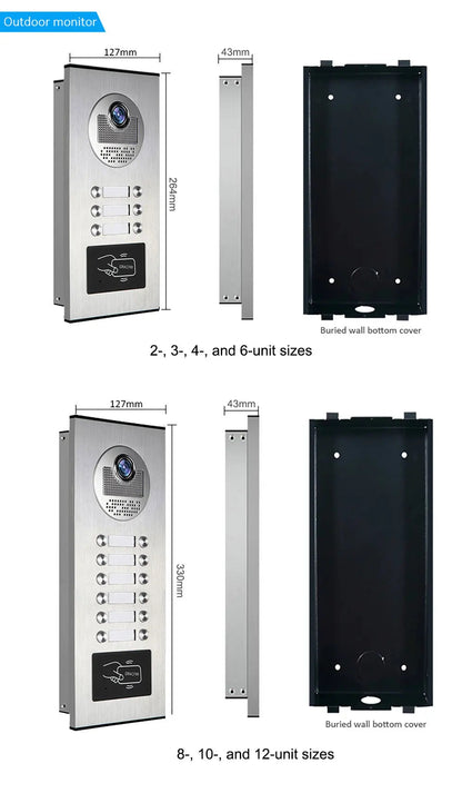 Anjielo AHD 1080P Video Doorbell for Multi-family Metal Doorbell Video Intercom System Tuya 7-inch Monitor