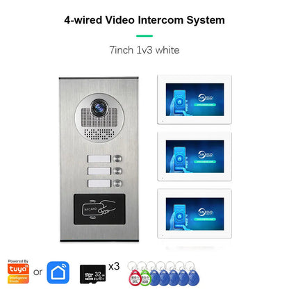 Anjielo AHD 1080P Video Doorbell for Multi-family Metal Doorbell Video Intercom System Tuya 7-inch Monitor
