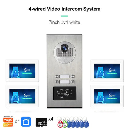 Anjielo AHD 1080P Video Doorbell for Multi-family Metal Doorbell Video Intercom System Tuya 7-inch Monitor