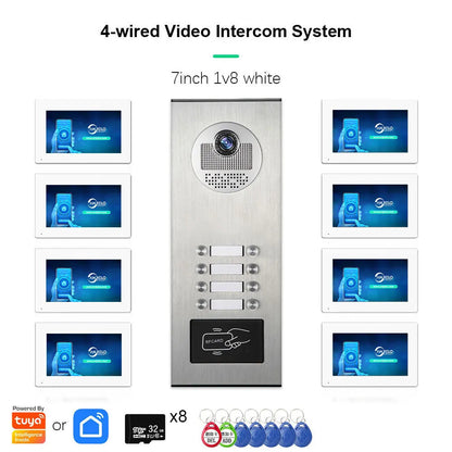Anjielo AHD 1080P Video Doorbell for Multi-family Metal Doorbell Video Intercom System Tuya 7-inch Monitor