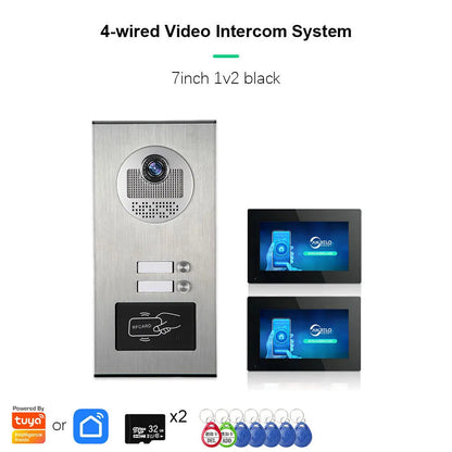 Anjielo AHD 1080P Video Doorbell for Multi-family Metal Doorbell Video Intercom System Tuya 7-inch Monitor