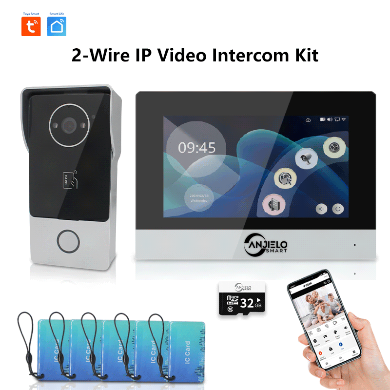 Anjielo Tuya Video Door Phone Call Intercom System Doorbell for Home 1080P Smart IP Screen Wifi Villa Video Intercom